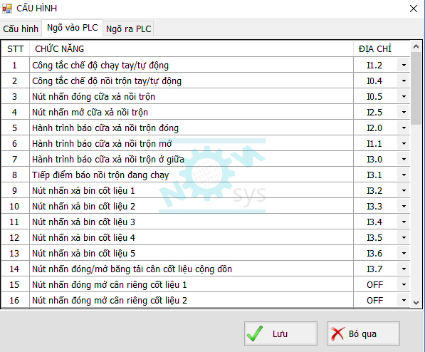 Cấu hình ngõ vào ra PLC